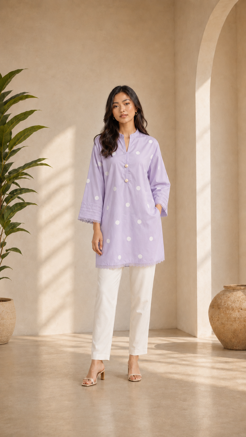 Polka Dot Screen Printed Tunic