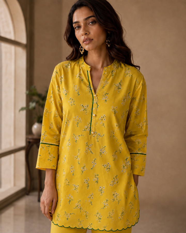 Floral Printed Cutwork Co-Ord Set