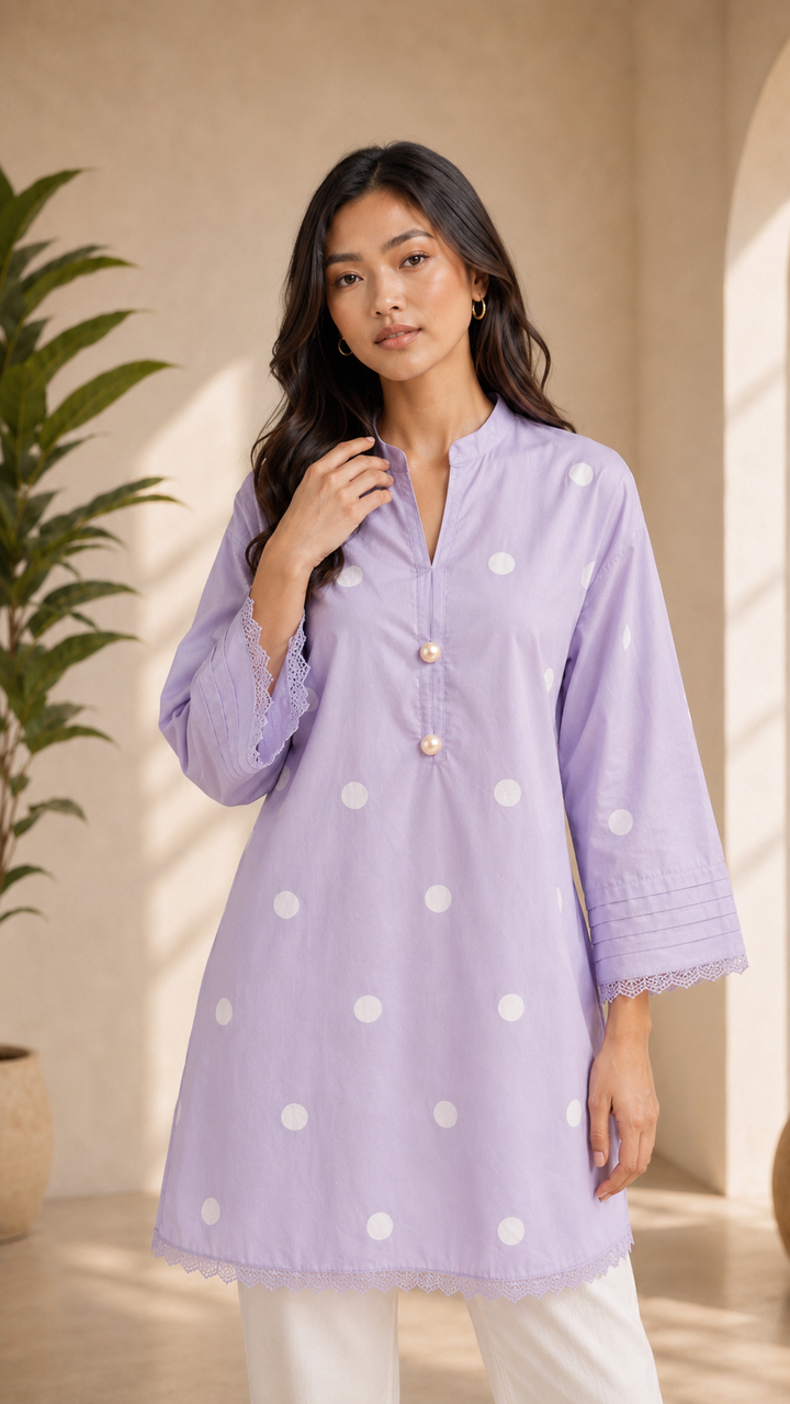 Polka Dot Screen Printed Tunic