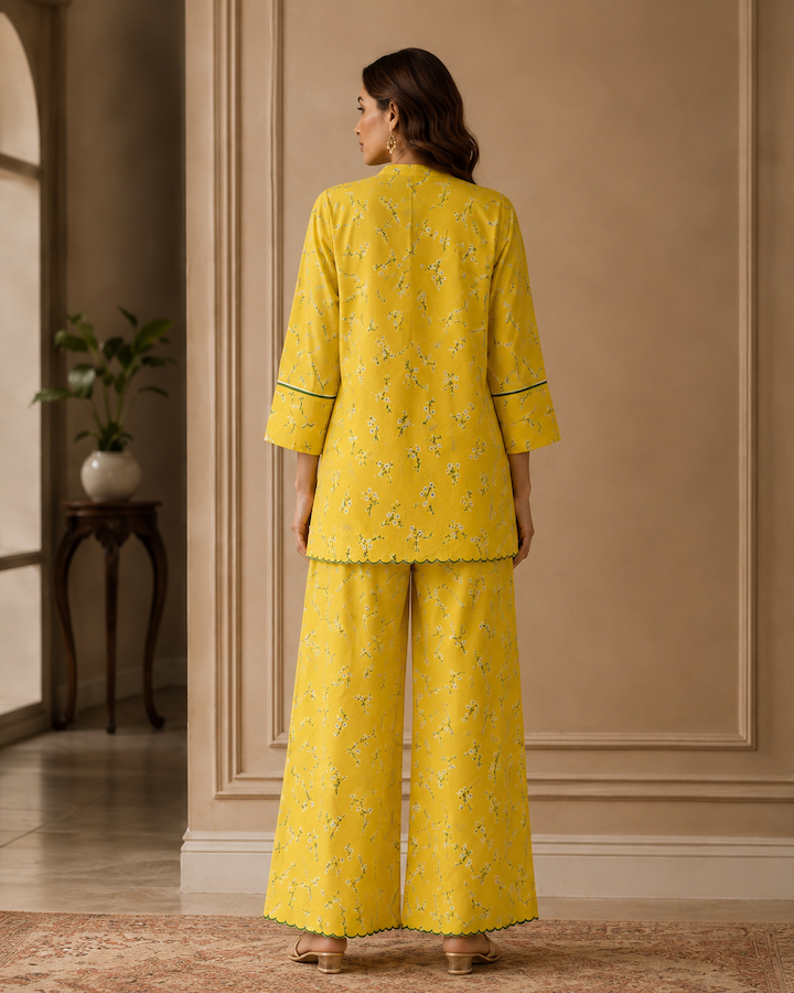 Floral Printed Cutwork Co-Ord Set