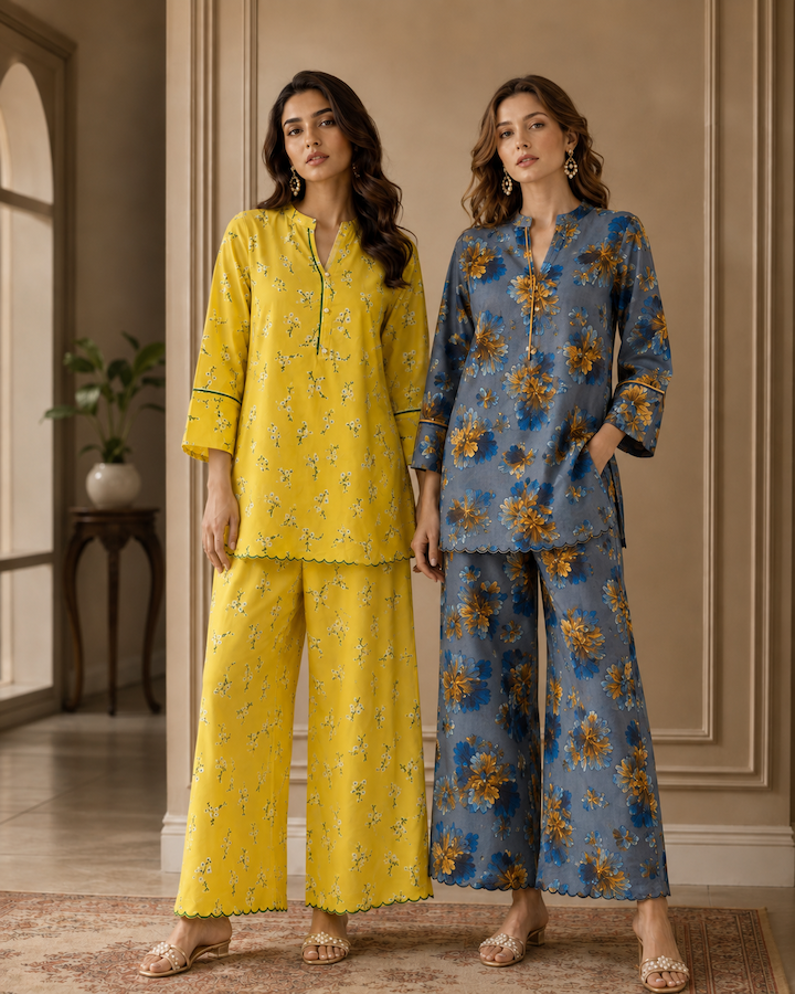 Floral Printed Cutwork Co-Ord Set