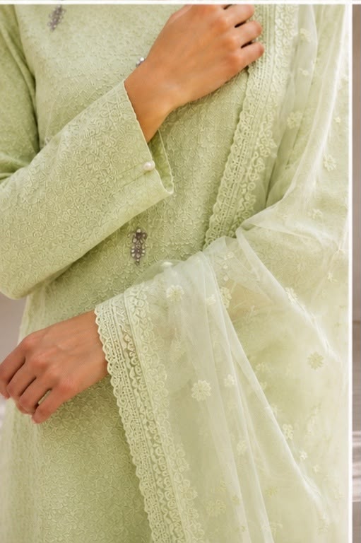 Embellished chikankari 3pc