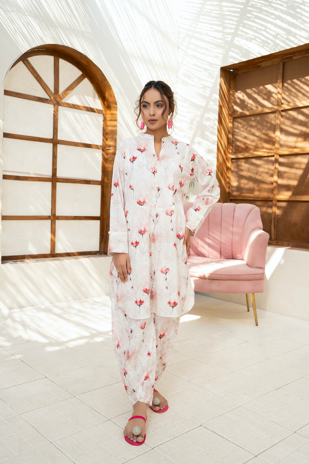 Floral Chikankari Co-Ord Set